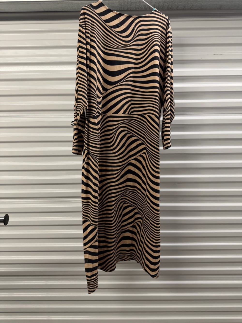 Wray Beige and Black Wave-Stripe Women's Dress